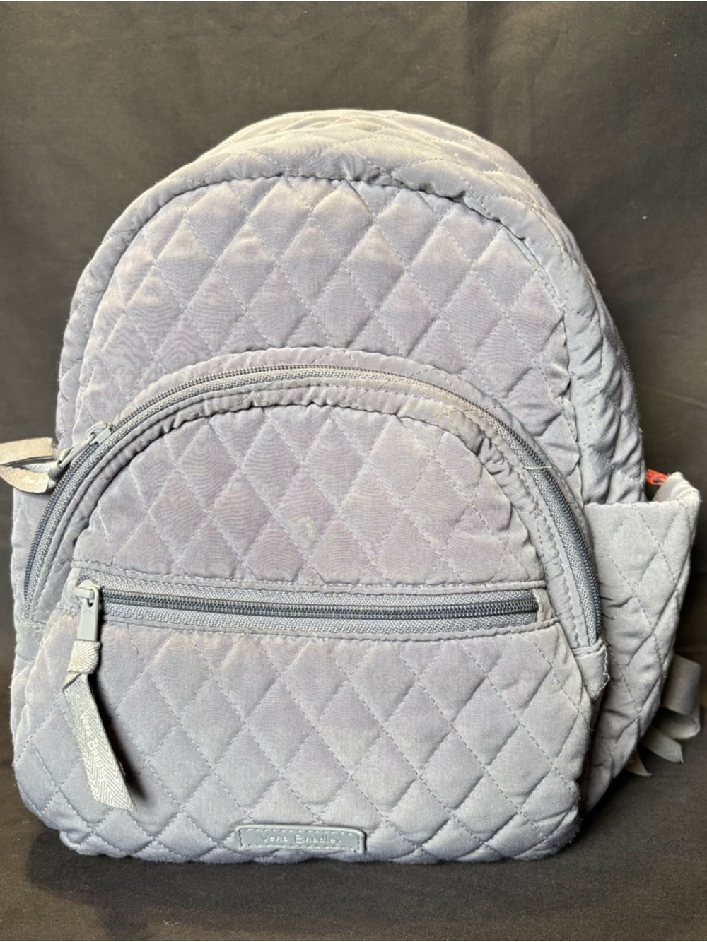 Vera Bradley Essential Compact Quilted Light Gray Mini Backpack